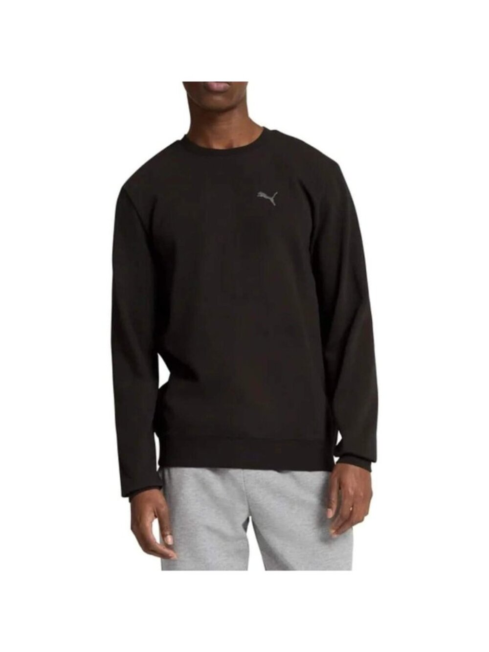 NWOT Puma Men's Large Black Textured Crewneck Sweatshirt Cotton Blend
